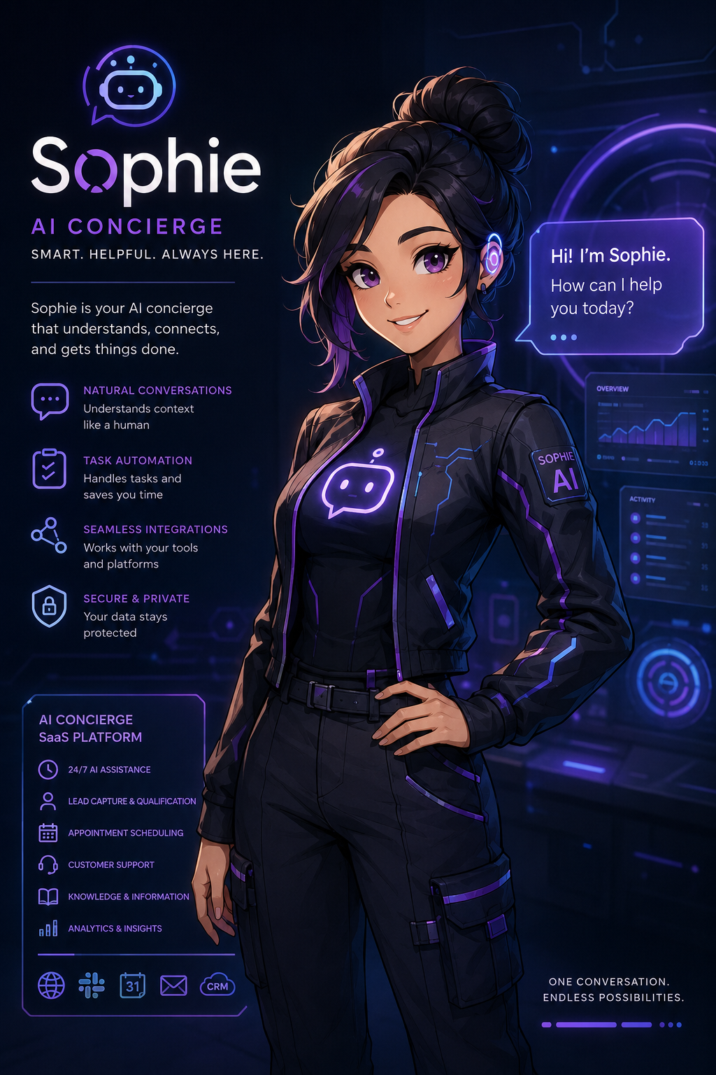 Sophie AI concierge assistant reference artwork